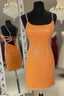 Glitter Orange Sequins Short Homecoming Dresses