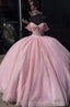 Glitter Pearls Pink Quinceanera Dress Ball Gown Sweet 15 16 Birthday Dresses
