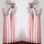 Glitter Sequins V Neck Long Chiffon Pink Bridesmaid Dress