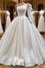 Glitter White Sequined One Shoulder Ball Gown Quinceanera Dress