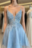 Glittering Beaded Short A Line Tulle Homecoming Dress with Appliqued