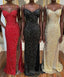 Glitters Mermaid Sequin Long Prom Dresses with Slit Best Prom Dress
