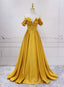 Gold Satin A Line Sweetheart Long Junior Prom Dresses Floor Length Satin Prom Dresses