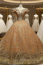 Gold Sequins Beading Quinceanera Dress