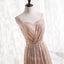 Gold Sequins Sweetheart Simple Spaghetti Straps Long Prom Dress, Sequins Prom Dress Bridesmaid Dress