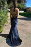 Gorgeous Backless Mermaid V-Neck Sleeveless Velvet Long Prom Dresses
