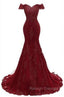 Gorgeous Burgundy Prom Prom Gown| Mermaid Lace Prom Gown