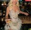 Gorgeous Champagne Sequin Beaded Sheath Cocktail Dresses Prom Homecoming Dresses