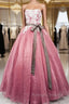 Gorgeous Dark Pink Organza with Lace Formal Gown, Quinceanera Dress