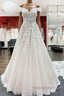 Gorgeous Long A-line Off-the-shoulder Tulle Lace Ruffles Wedding Dress