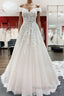Gorgeous Long A Line Off-the-shoulder Tulle Lace Ruffles Wedding Dresses