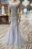 Gorgeous Mermaid Backless Silver Grey Sequins Prom Dresses Mermaid Silver Grey Prom Dresses Shiny Silver Grey Prom Dresses