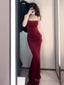 Gorgeous Mermaid Spaghetti Straps Burgundy Evening Dress Prom Dresses Birthday Outfits