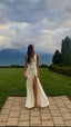 Gorgeous Mermaid Spaghetti Straps Floor-Length White Slit Prom Dresses Prom Dress
