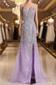 Gorgeous Mermaid Strapless Purple Beaded Long Prom Dress Mermaid Purple Beaded Prom Dress Purple Ball Gown