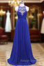 Gorgeous O-Neck Evening Dresses Sexy A Line Prom Dresses See Through Back