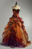 Gorgeous Ombre Spaghetti Straps A-Line Layered Tulle Prom Dress Long Prom Gown