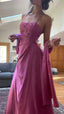 Gorgeous Pink A-Line Beaded Prom Dresses Long Prom Gowns