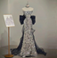 Gorgeous Silver Mermaid Strapless Bow Sequined Train Formal Prom Dress