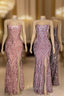 Gorgeous Spaghetti Straps Front Slit Sequins Mermaid Prom Dress