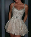 Gorgeous Tulle Beaded A-Line Cocktail Dresses Champagne Short Homecoming Dresses