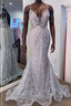 Gorgeous V Neck Mermaid Backless Silver Gray Prom Dresses Mermaid Silver Gray Prom Dresses Backless Silver Gray Prom Dresses