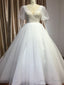Gorgeous V-Neck Shinny Sequins A-Line Wedding Dresses Sheer Sleeves