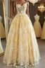 Gorgeous Yellow Lace Appliques Long Prom Dresses Yellow Lace Prom Dresses Yellow Prom Dresses