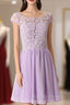 Graceful Purple Lace Round Neckline Short Prom Dresses Purple Bridesmaid dresses Graduation Dresses