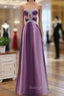 Gradient A Line Sweetheart Wedding Prom Dress, Beaded Chiffon Long Prom Dress