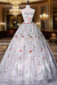 Gray A Line Tulle Long Prom Dresses Gray Prom Dress