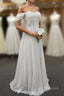 Gray Chiffon Off the Shoulder Bridesmaid Dress