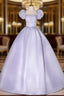 Gray Square Puff Sleeve Quinceanera Dress