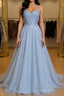 Gray tulle lace Prom Dresses Long gray tulle Prom Dresses