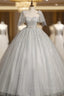 Gray Tulle Sequins Beading Quinceanera Dress