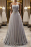Gray Tulle Sweetheart Beading Prom Dress