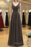 Gray V Neck Chiffon Backless Pleat Bridesmaid Dress