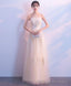 Champagne Lace Tulle Long Prom Dress Champagne Prom Dress 1