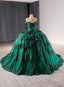 Green Ball Gowns Lace Tiers Prom Dress