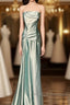 Green Bodycon Dress Strapless Satin Long Prom Dress Simple Evening Dress