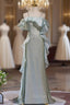 Green Flash Fabric Mermaid Spaghetti Straps Prom Dress