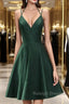 Green Halter Short Satin Long Party Dress, Green Homecoming Dresses , Short Party Dress