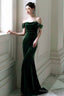 Green Mermaid Velvet Long Wedding Prom Dresses Green Velvet Sweetheart Prom Dresses