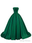 Green Satin Ball Gown Princess Evening Dress, Green Formal Dress Prom Dress