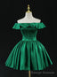 Green Satin Short Homecoming Dress Prom Dress, Green Prom Dress Formal Dresses