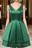 Green Satin Short Homecoming Dress