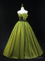 Green Satin Strapless Bow Prom Dress