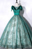 Green Satin Tulle Long Prom Dress, Elegant A Line Formal Dress