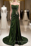 Green Sequins Long Mermaid Prom Dresses Green Lace-Up Prom Dresses With Slit
