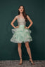 Short A-Line V Neck Tiered Shiny Beads Crystal Homecoming Dresses